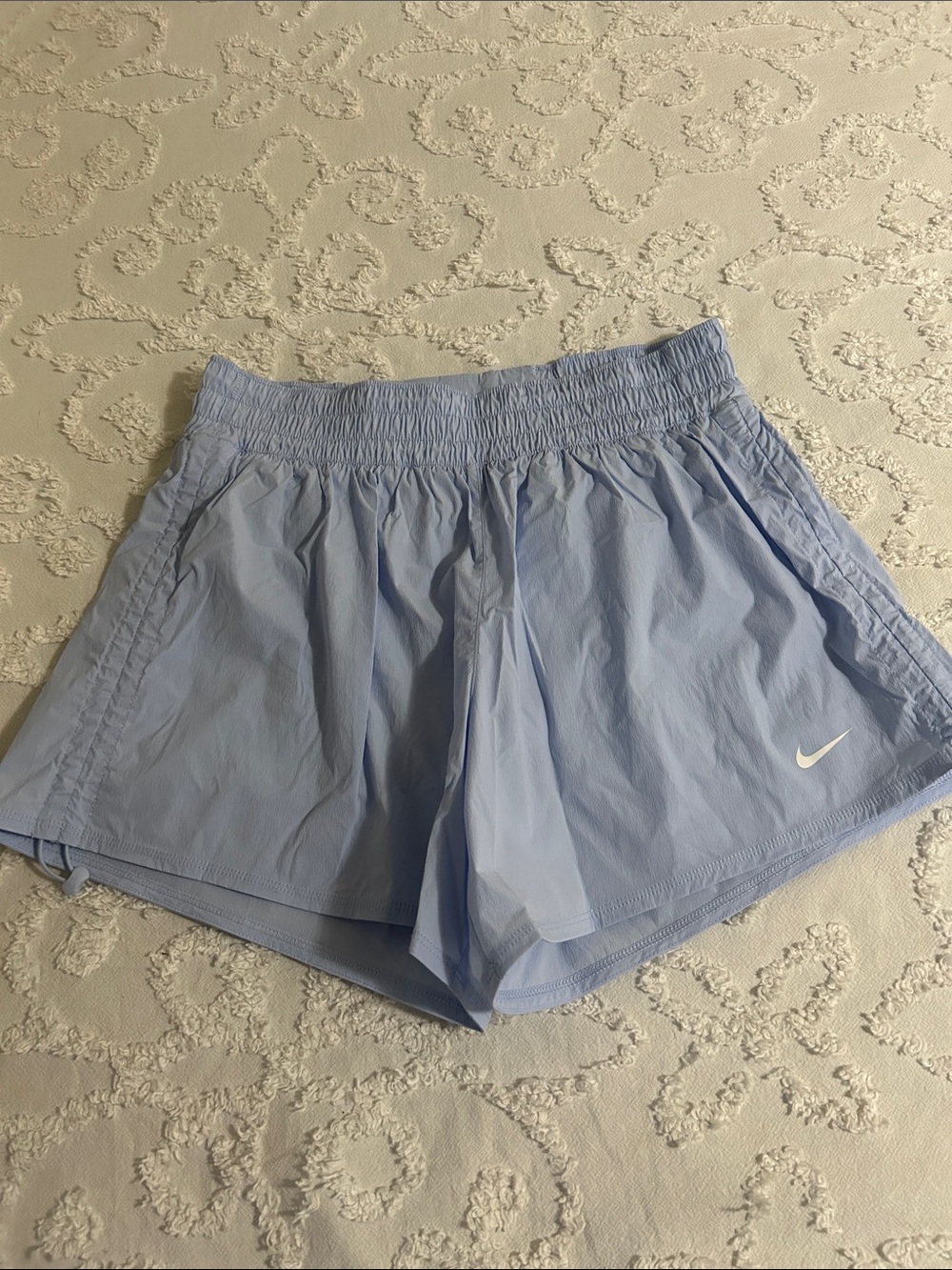 Nike Women's Sky Blue Athletic Shorts with Elastic Waistband